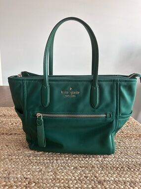 kate spade Chelsea Green Nylon Tote with Gold Hardware